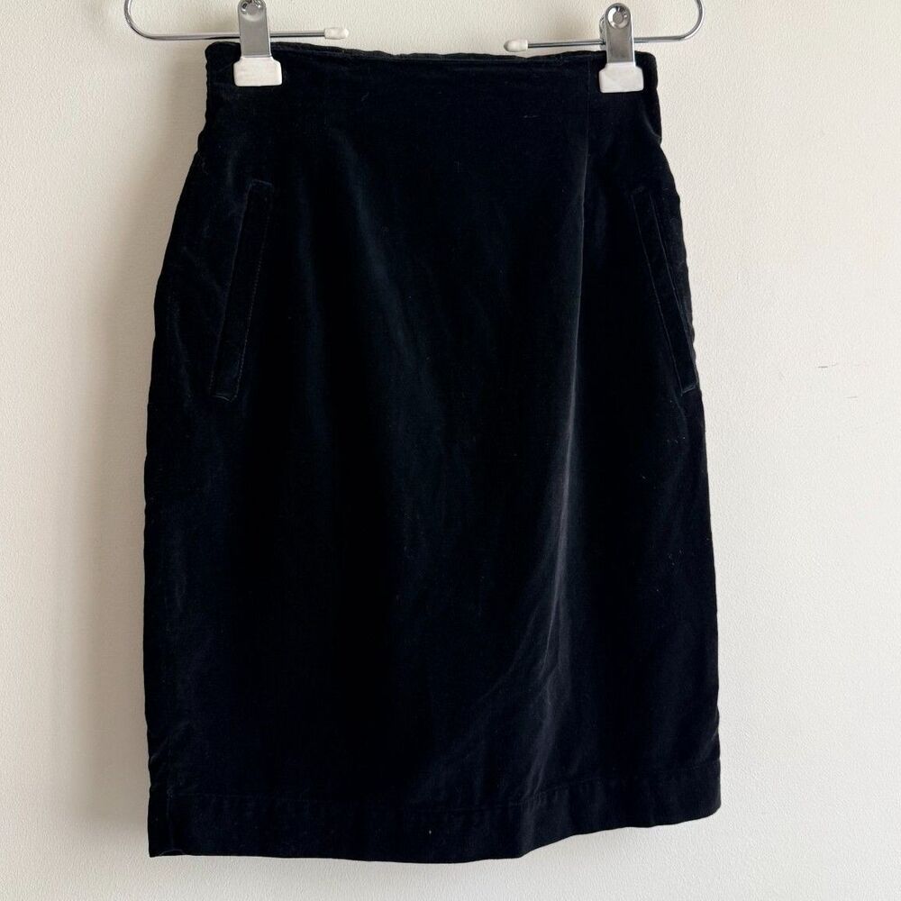 Vintage Espirit Sport black velvet pencil skirt - ¾